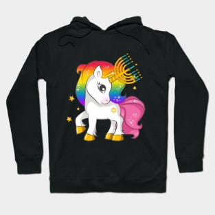 Funny Jewish Shirt Unicorn Menorah Hanukkah Hoodie